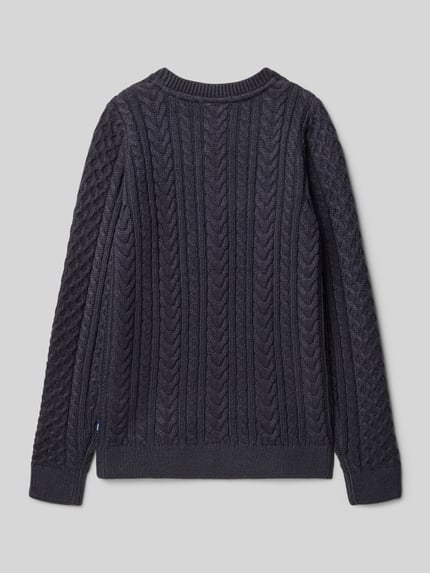 JACK & JONES Regular fit gebreide pullover met structuurmotief, model 'Sean' Marineblauw - 3
