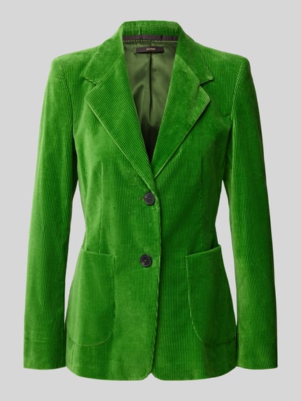 Produktfoto, Cordblazer mit Reverskragen und Eingrifftaschen van windsor., katoenmix met stretch, getailleerd model, knoopsluiting, felgroen, structuur door corduroy, ruglengte maat 36: 65 cm, borstwijdte maat 36: 46 cm, mouwlengte maat 36: 60 cm