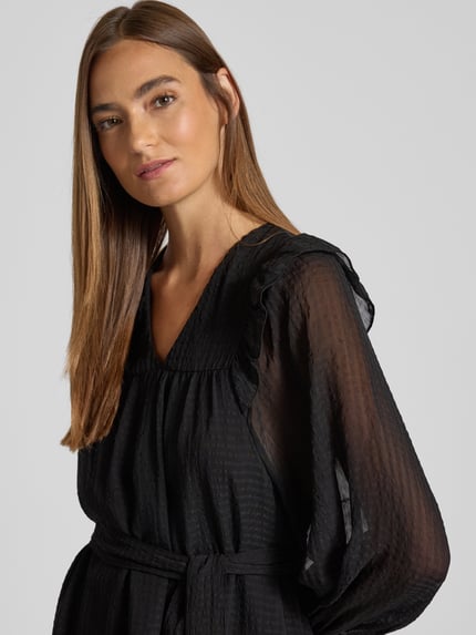 VERO MODA A-Linien-Kleid mit Taillengürtel Modell 'PETRA' Black 3