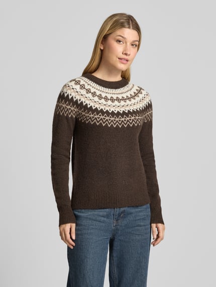 VERO MODA Pullover mit kontrastreichem Rundhalsabschluss Schoko 4