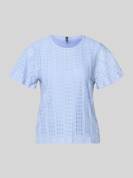 Kurzarmbluse mit Lochstickerei Modell 'CASSANDRA' Shop The Look MANNEQUINE