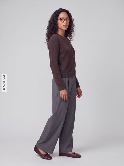 PIECES Regular Fit Strickjacke mit Woll-Anteil Modell 'MALOU' Schoko Melange 1