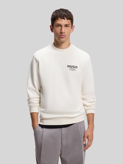 HUGO Blue Regular fit sweatshirt van puur katoen model 'Nespon' Offwhite - 4