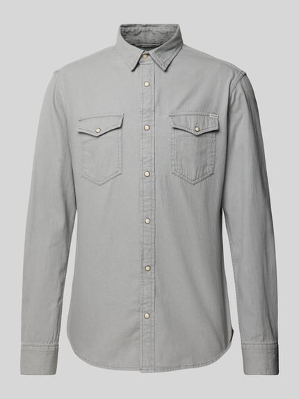 JACK & JONES Slim Fit Freizeithemd mit Kentkragen Modell 'ESHERIDAN' Hellgrau 2