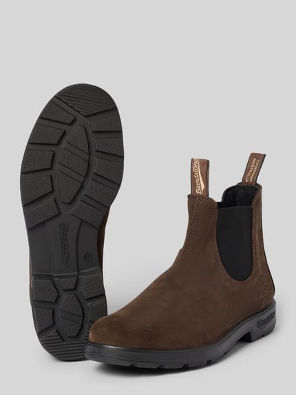 Produktfoto, Boots aus Leder mit elastischen Einsätzen von Blundstone, naturalna skóra, zaokrąglony czubek, zakładana przez głowę, elastyczna wstawka, detal z logo, wysokość obcasa w rozmiarze 44: 3 cm, wysokość cholewki w rozmiarze 44: 15 cm, szerokość w rozmiarze 44: 10 cm