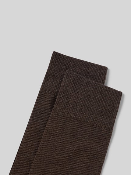 Produktfoto, Socken im 2er-Pack von FALKE aus Baumwollmischung, Modell 'Happy', breiter Komfortbund, verstärkte Ferse und Spitze, braun.