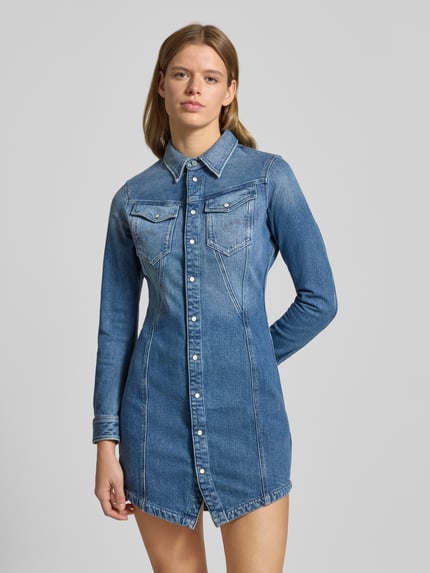 G-Star RAW Jeansjurk met overhemdkraag en borstzakken Jeansblauw - 4