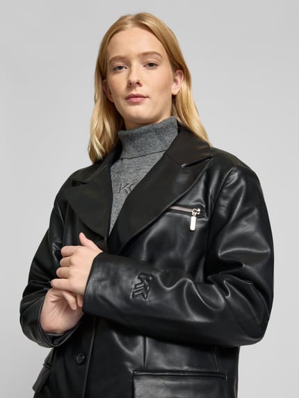 Karo Kauer Leren blazer met reverskraag Zwart - 3