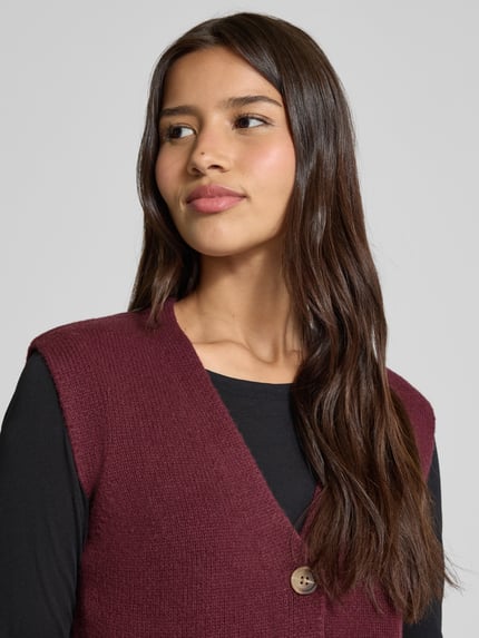 Christian Berg Woman Strickweste aus Wolle mit V-Ausschnitt Bordeaux 3