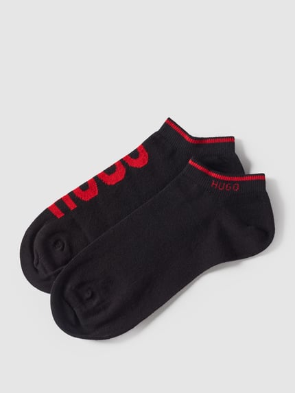 HUGO Sneakersokken met logoprint in een set van 2 paar Zwart - 1
