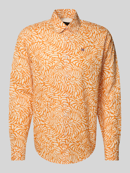 Napapijri Vrijetijdsoverhemd met labelstitching, model 'RONGE' Oranje - 2