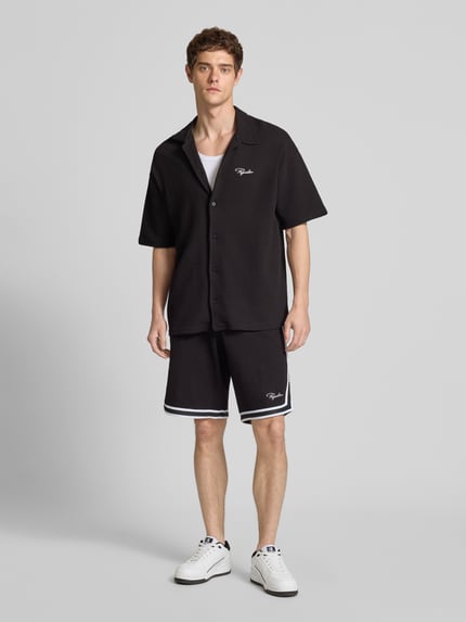 PEGADOR Relaxed Fit Freizeithemd mit Strukturmuster Modell 'SIGNAR' Black 1