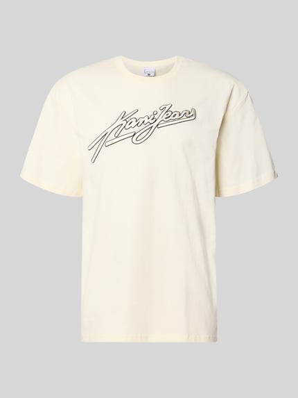 Produktfoto, Oversized T-Shirt mit Logo-Stitching von KARL KANI z czystej bawełny, krój oversized fit, okrągły dekolt, długość tyłu 73 cm w rozmiarze M