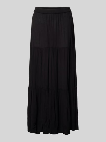 Productfoto, uitlopende dames maxirok van Only, model 'Mikka', effen kleuren, kreuklook, volants, zuiver viscose, maxilengte