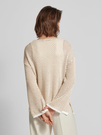 Be Pure Dutch Strickpullover mit Viskose-Anteil und Strukturmuster Offwhite 5