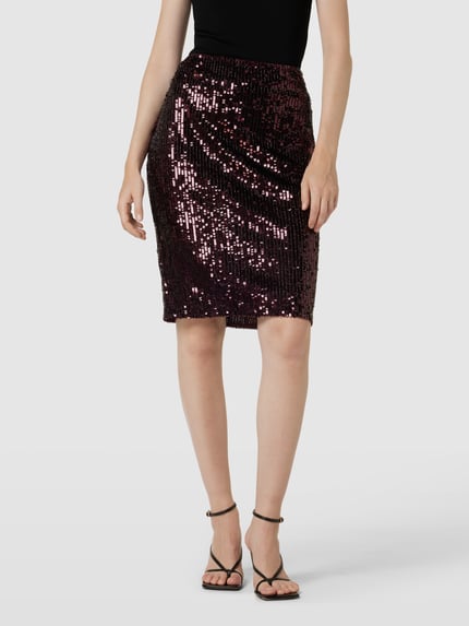 Lauren Ralph Lauren Knielange rok met pailletten, model 'KIERHAN' Bordeaux - 4