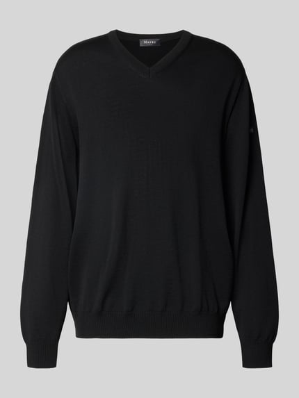 Regular Fit Strickpullover aus reiner Schurwolle mit V-Ausschnitt Shop The Look MANNEQUINE