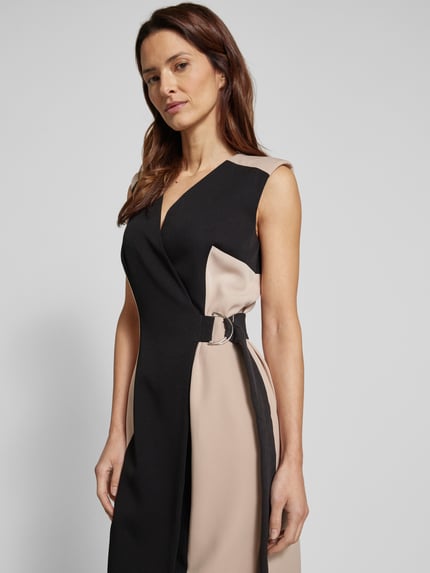 DKNY Knielange jurk in wikkellook Ecru - 3