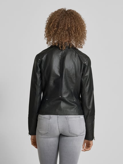 ONLY Bikerjack in leerlook, model 'Gemma' Zwart - 5