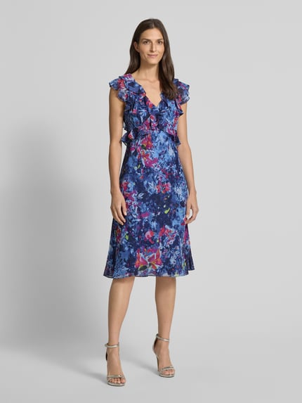 Lauren Ralph Lauren Knielanges Kleid mit Rüschenbesatz Modell 'Taralee' Bleu Melange 4