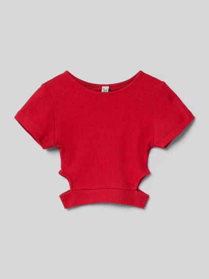 Blue Effect Cropped T-Shirt mit Cut Out Rot 1