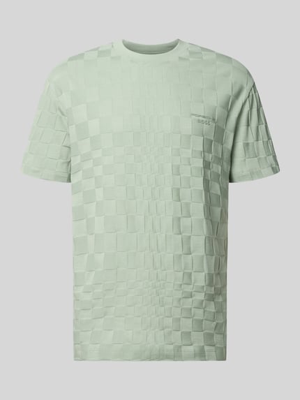 Produktfoto, mintgrünes Regular-Fit T-Shirt aus reiner Baumwolle Modell 'PS SPIRIT70' von BOSS Green, dezente Karostruktur, Herren T-Shirt