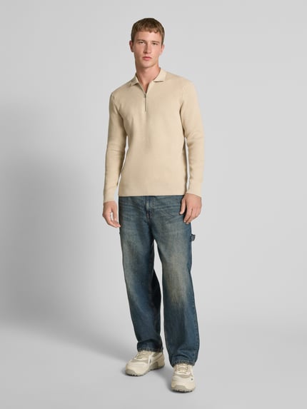 ONLY & SONS Regular Fit Strickpullover aus Baumwoll-Mix Modell 'PHIL' Beige 1