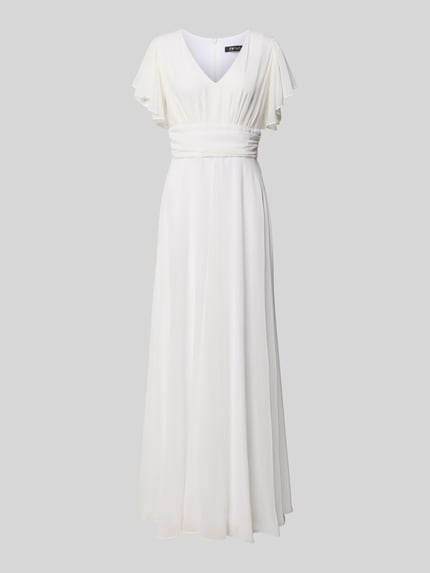 Produktfoto, Jumpsuit aus Chiffon von SWING in Weiß, taillierte Passform, V-Ausschnitt, Fledermausärmel, fließende Textur