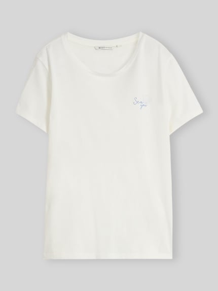 Tom Tailor Denim regular fit T-shirt van puur katoen Offwhite - 2