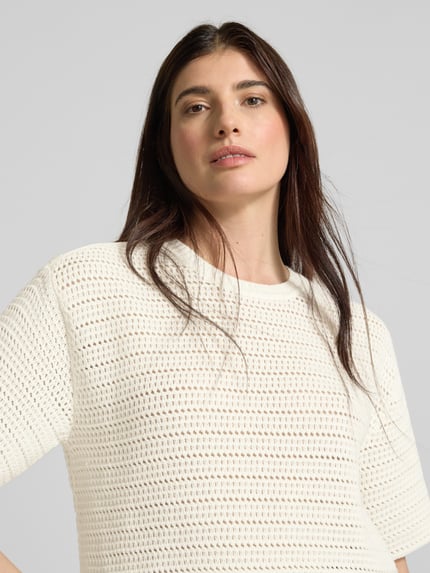 Rich & Royal Gebreid shirt met ronde hals Offwhite - 3