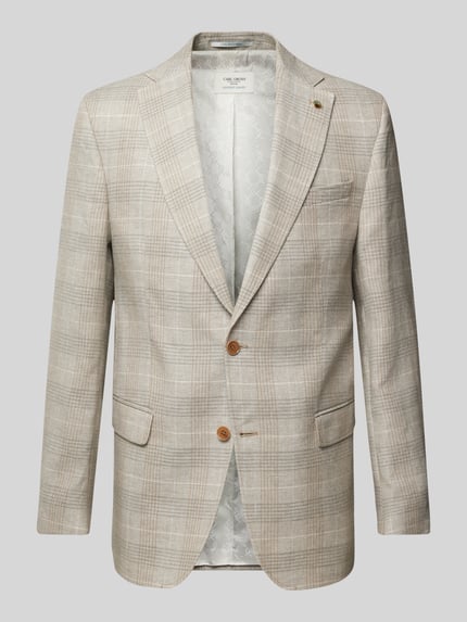 Carl Gross Slim Fit 2-Knopf-Sakko aus Leinen-Mix mit Woll-Anteil Modell 'Theo' Silber 2