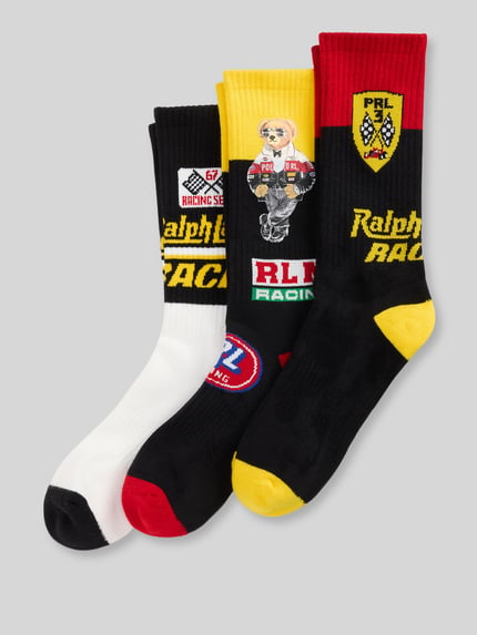 Polo Ralph Lauren Underwear Socken mit Racing-Motiv im 3er-Pack Marine 1