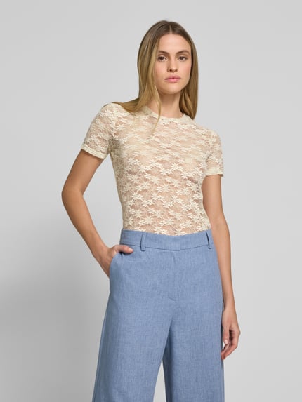Jake*s Collection T-shirt met ronde hals Ecru - 4