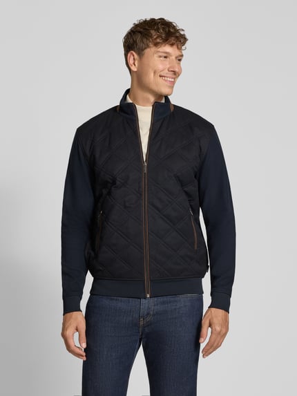 bugatti Sweatjacke mit Steppnähten und Reißverschluss Marine 4