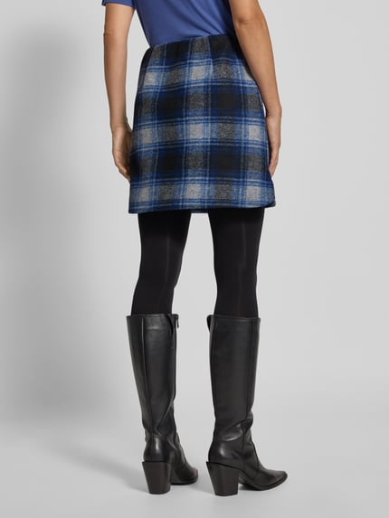 ICHI Minirok in all-over look, model 'WOOLY CHECK' Marineblauw - 5