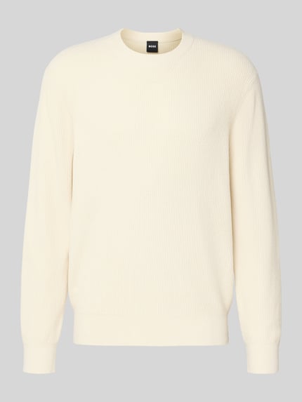 BOSS Sweter z dzianiny o kroju regular fit z mieszanki wiskozy model ‘P-HORSO’ Złamany biały 2