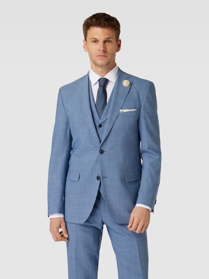 Carl Gross Slim Fit 2-Knopf-Sakko mit Woll-Anteil Modell 'Shelby' Blau 4
