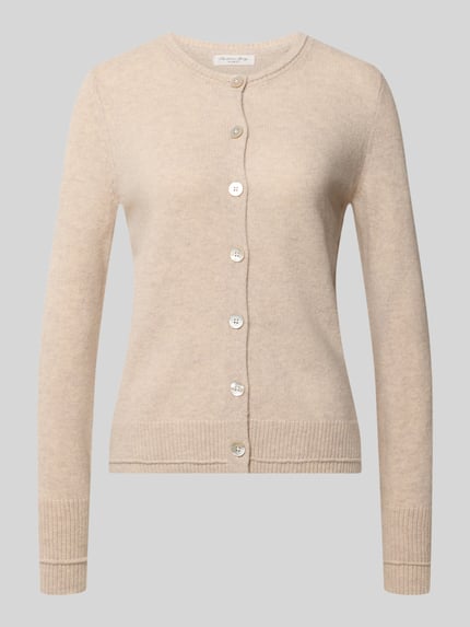 Produktfoto, Cardigan aus Wolle mit Rundhalsausschnitt von Christian Berg Woman in Beige, Knopfleiste, Regular Fit, glatte Textur