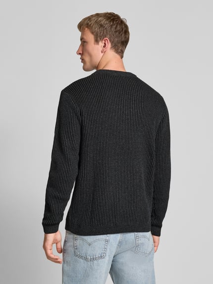 JACK & JONES Strickpullover mit gerippten Abschlüssen Modell 'DOVER' BLACK 5
