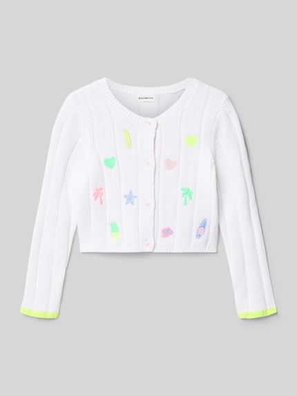 Productfoto, Regular Fit Cardigan met all-over motiefstitching van BILLIEBLUSH, puur katoen, tricotlook, met lange mouwen, knoopsluiting, ronde hals, ruglengte maat 116: 29 cm, mouwlengte maat 116: 40 cm
