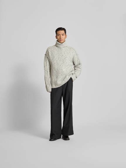 WON HUNDRED Oversized Rollkragenpullover aus Lanawoll-Mix Hellgrau 1