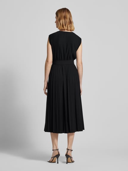 MM by Max Mara Midi-jurk met plissévouwen, model 'KISS' Zwart - 5