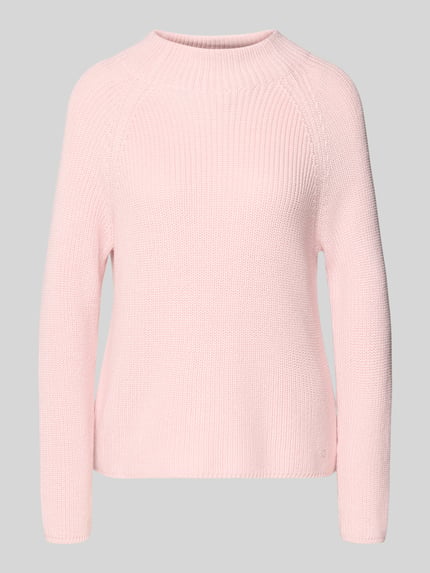 Produktfoto, Strickpullover mit Stehkragen van monari in lichtroze, katoenmix, regular fit, labeldetail, lange mouwen, neutrale achtergrond