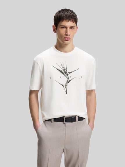 HUGO T-shirt o kroju relaxed fit z czystej bawełny model 'DARISE' Biały 4