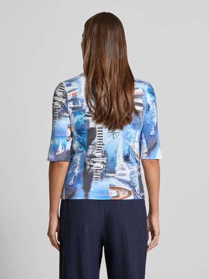 Marc Cain T-Shirt im Allover-Look mit 3/4-Arm Sky 5