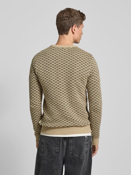 Blend Gebreide pullover met ribboorden, model 'BALEN' Beige - 5