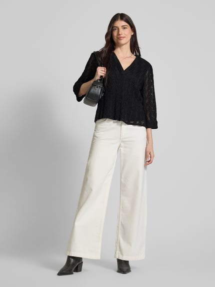 VILA Regular Fit Bluse mit V-Ausschnitt Modell 'LUMENA' Black 1