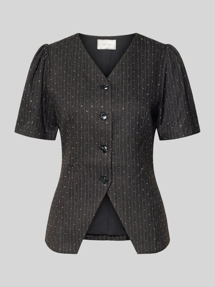 Slim Fit Bluse mit V-Ausschnitt und Puffärmeln Modell 'Jules' Shop The Look MANNEQUINE