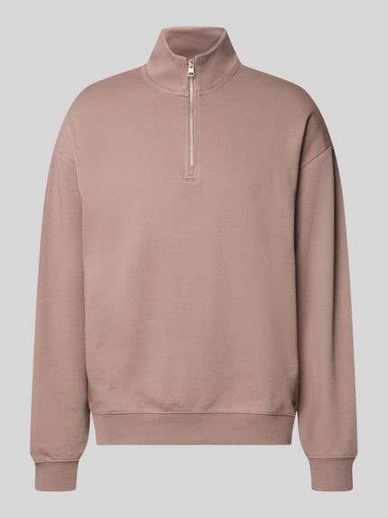Produktfoto, Regular Fit Troyer aus Baumwoll-Mix Modell 'Dalizip' von HUGO in einfarbigem Beige mit glatter Oberfläche und kurzem Reißverschluss. Herren Troyer von HUGO