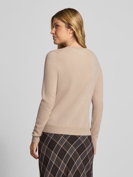 Christian Berg Woman sweter z dzianiny w kroju slim fit z mieszanki kaszmiru z okrągłym dekoltem Beżowy 5